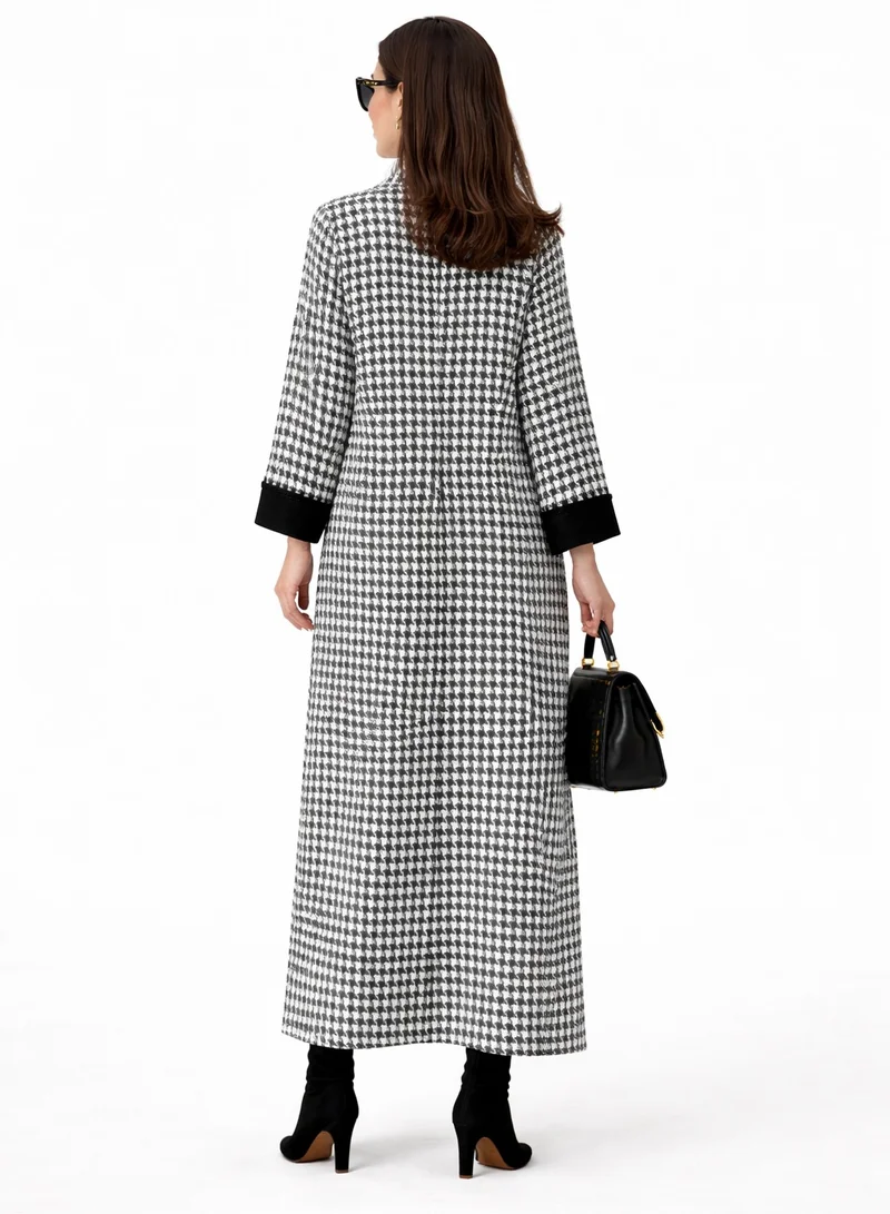 MSquare Fashion  Elegant Houndstooth Tailored Abaya for Women | Best Price UAE
